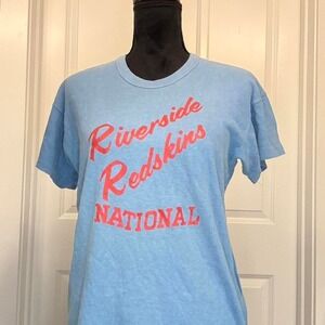 Vintage Riverside Redskins National Coach T-Shirt Blue Red 80s Soft Tee - Size S